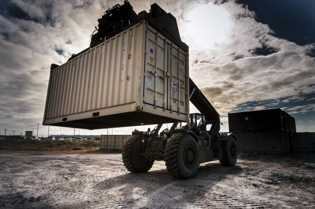 shipping container-forklift